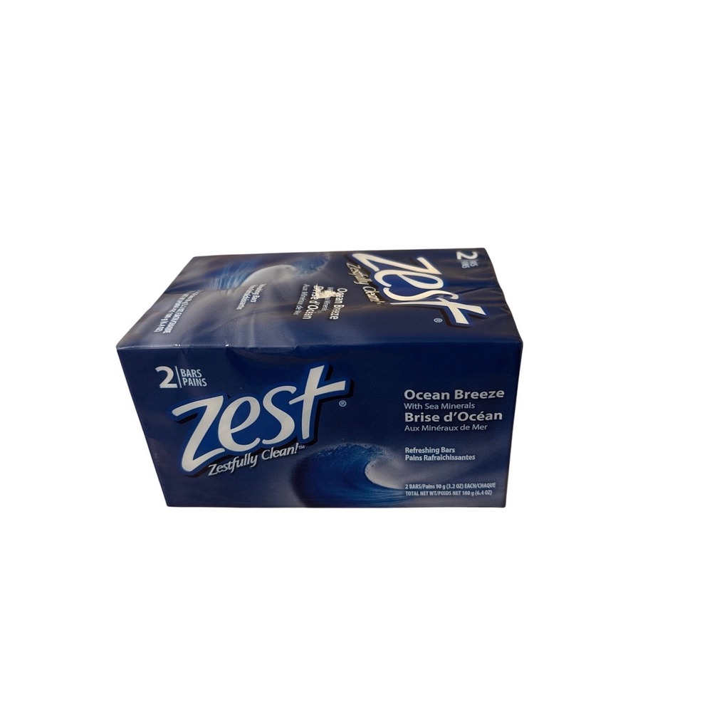 NEW Zest Ocean Breeze Bar Soap‎ with Sea Minerals 2 Bars 3.2 oz Each New Sealed